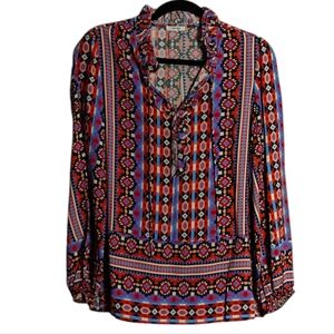TYLER BOE Multi Blouse Aztec Pattern Shirt Size Medium